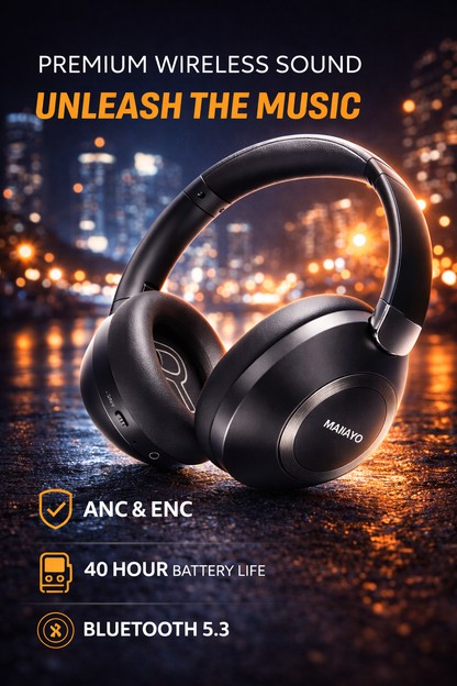 ClearSound 80H Active Noise Cancelling Bluetooth Headphones