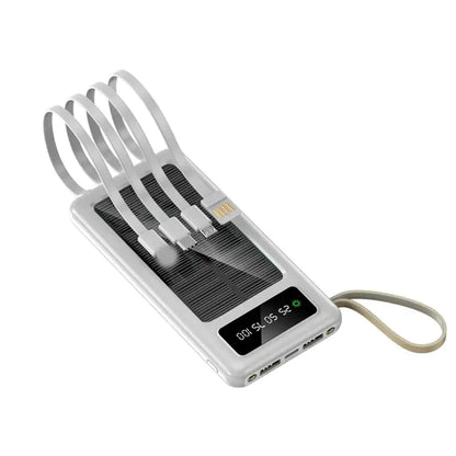 Portable Solar Power Bank with Built-in Cables